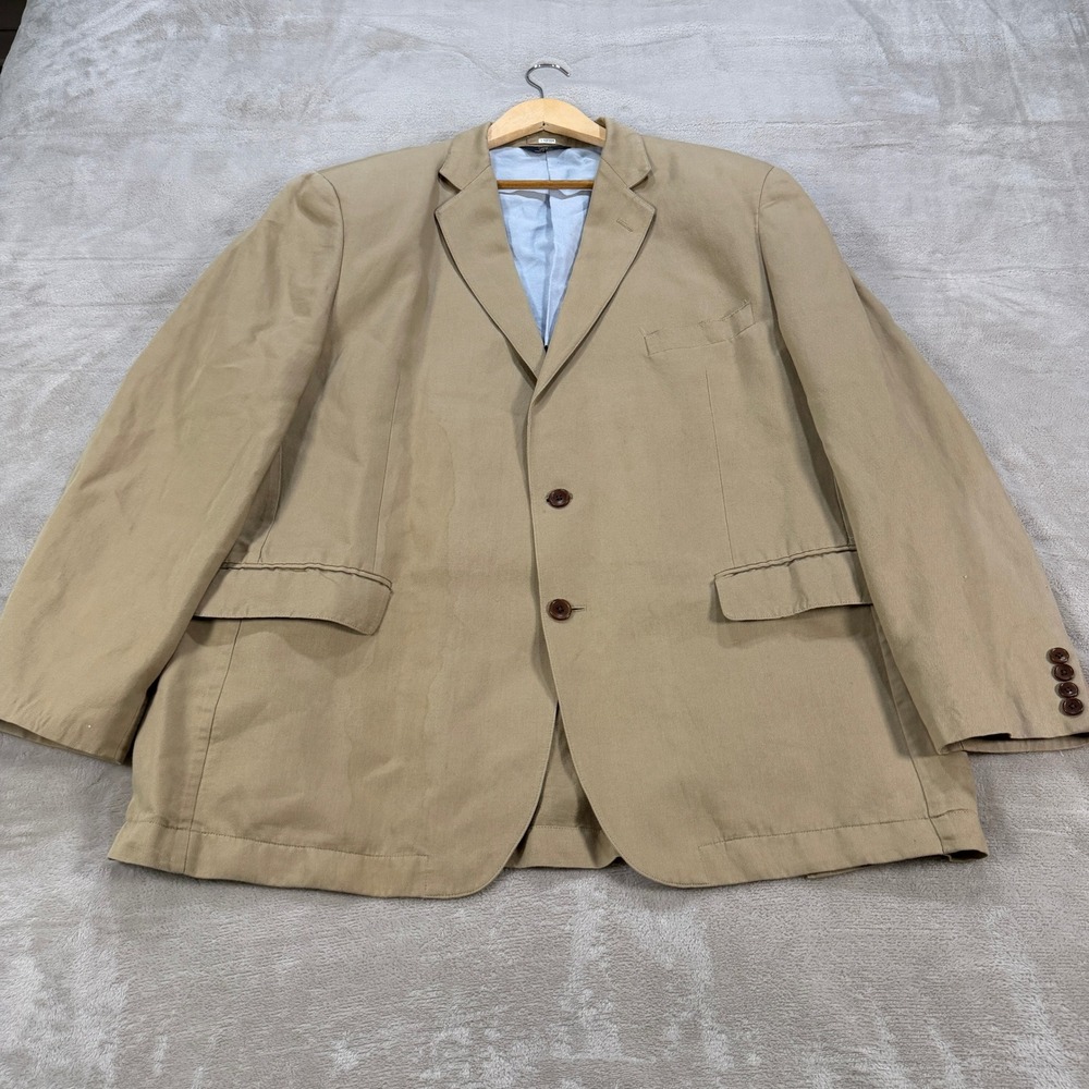 Brooks Brothers 346 Regent Fit Mens 48R Linen Cotton Sport Coat Blazer Tan Khaki
